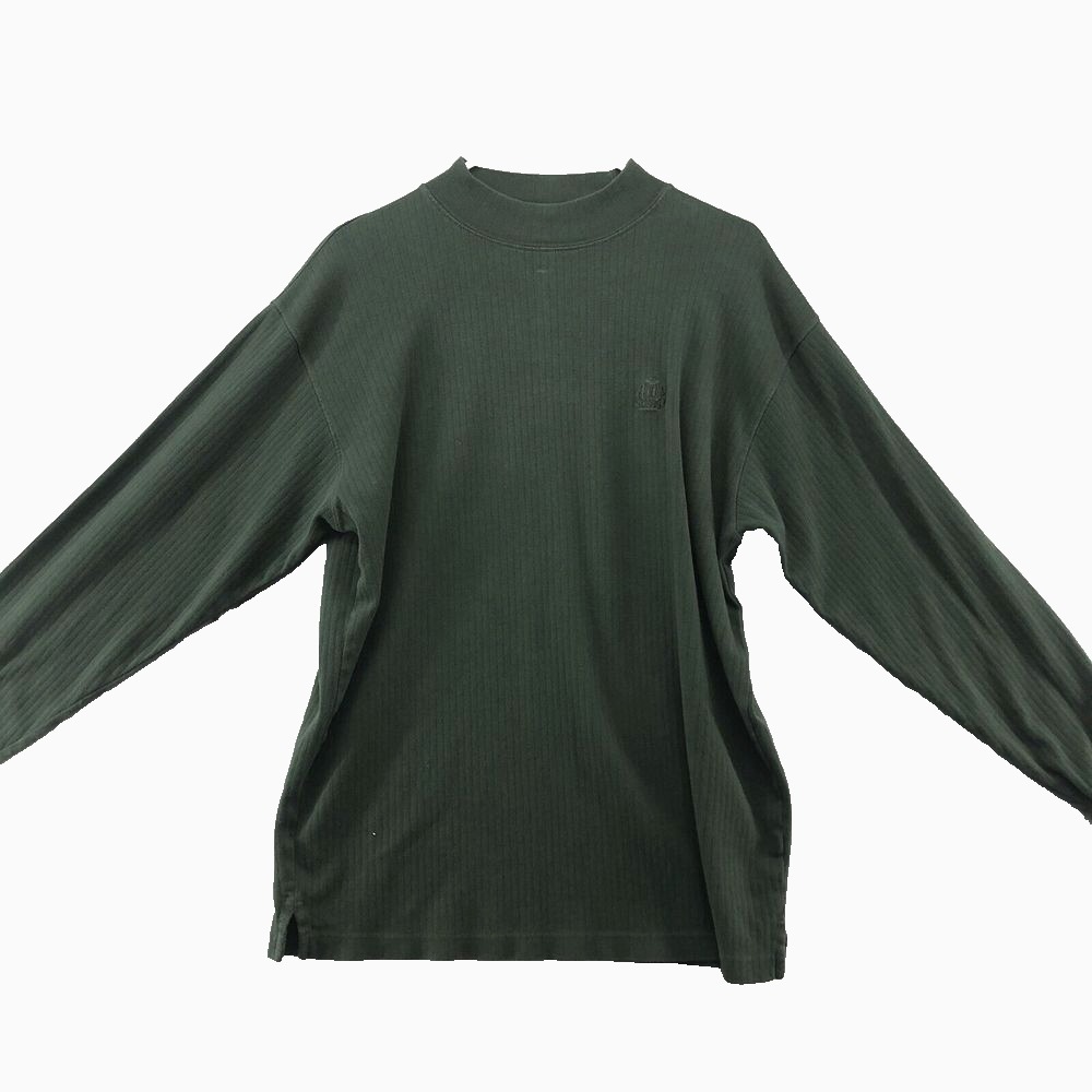 Vintage Izod Dark Green Long Sleeve Knit High Neck Shirt Size S‎ Mens Casual
